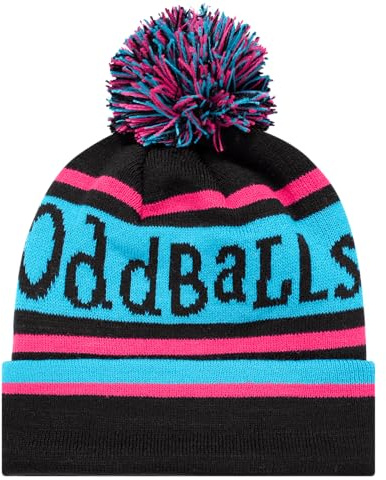 OddBalls | Unisex Bobble Hat | Winter Hat for Men/Women | Wooly Hat | Black, Cyan & Magenta