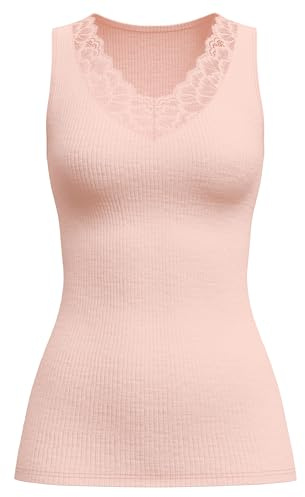 CALIDA Silky Wool Joy Tank-Top Damen, aus Wolle-Seide, für empfindliche Haut, temperaturausgleichend Pearl Blush 40-42