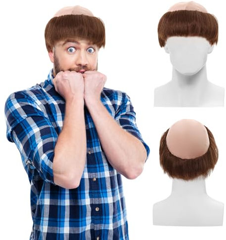 UILYNIU Glatzen Perücken Halbglatze Perücke Glatzkopf Herren Perücke Latex kahle Kappe Fancy Kleid Cosplay Hut Kostüm Zubehör für Halloween Cosplay Karneval Kostüm Zubehör(braun)