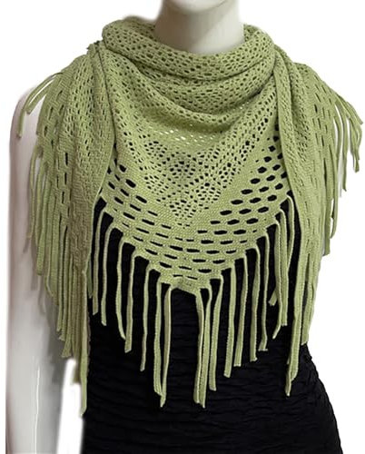 LUOFENG Damen Hohlstrick Dreieckstuch Imitation Kaschmir Weich Winter Schal Wrap Halstuch Decke mit Fransen