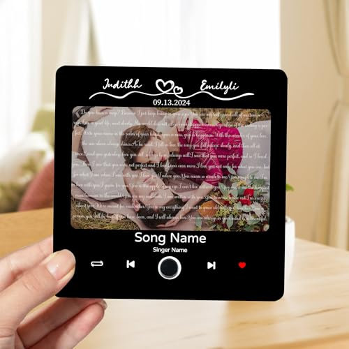 Personalised Couple Photo Music Fridge Magnets Custom Name Built-In Music Player Memory Music Refrigerator Magnet Gifts For Music Lovers Family Birthday Anniversary Wedding (style 3)