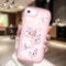 CASBST Compatible with iPhone SE/8/7 Case for Women Girls, Curly Wave Frame with Bling Glitter Butterfly Pattern, Full Camera Protection, Slim TPU Aesthetic Clear Phone Case for iPhone SE/8/7, Pink