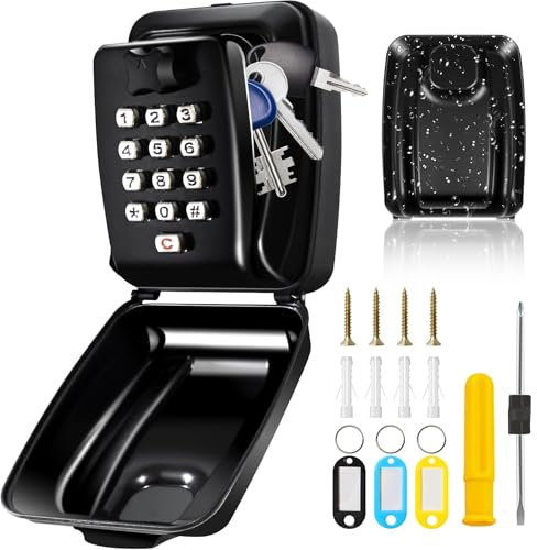 Laihur Key Safe Wall Mounted Police Approved Outdoor, Key Lock Box for 12 Digit with Code, Combination Keysafe Waterproof Sparekeys Lockbox for Home Garage Warehouse Office & School (Black)-11