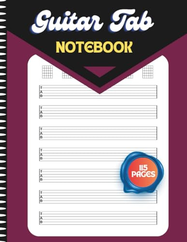 Guitar Tab Notebook: Blank Guitar Tab Manuscript Paper with Staves & 6 Line Tabs