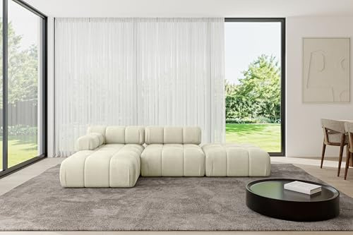 ALTDECOR Modulares Sofa Ecksofa in L-Form Corner modular Sofa Eckcouch Couch Wohnlandschaft Cauchsofa Polstersofa Lizur-L1-285x160x70 cm Beige