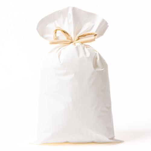 Sacchetti Regalo Perlati Grandi – 50 Pezzi – Bianco – 35x50 cm – Buste colorate per Compleanno, Bambini, Feste, Bomboniere, Party