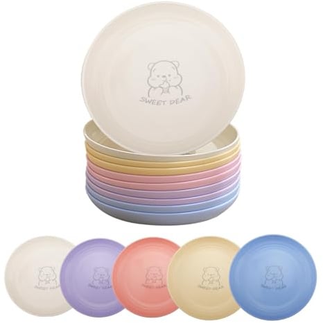 SenaiMy 10 Pezzi Piatti Plastica Rigida Lavabili 20cm Piatti di Plastica Riutilizzabili Piatti Campeggio Microonde e Lavastoviglie, per Feste, Casa