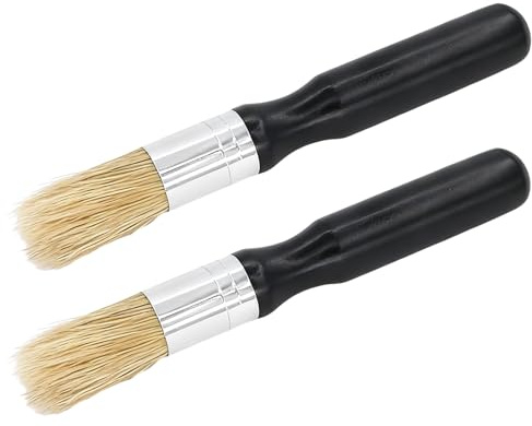 2 Pack Coffee Machine Cleaning Brushes Natural Bristle Wooden Handle | Eco-friendly vegan bristles, scratch-free, durable non-shedding, for portafilters & coffee grinders