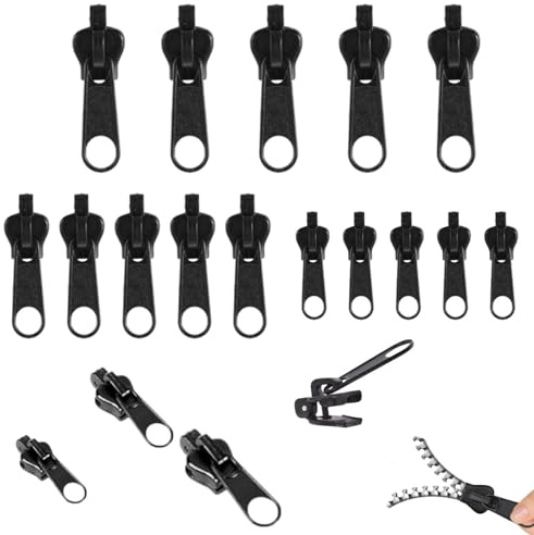 18 Stück Reißverschluss Reparaturset Ersatz, Abnehmbare Zipper & Schieber zur Reißverschluss Reparatur, Zipper Ersatz für Jacken, Rucksäcke und Koffer