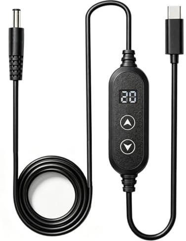 Gebildet Cavo di Alimentazione USB C a DC 5.5mm x 2.5mm/ 5.5mm x 2.1mm, Caricabatterie Rapido Universale PD, Cavo Adattatore Multitensione 5V/9V/12V/15V/20V con Display LED