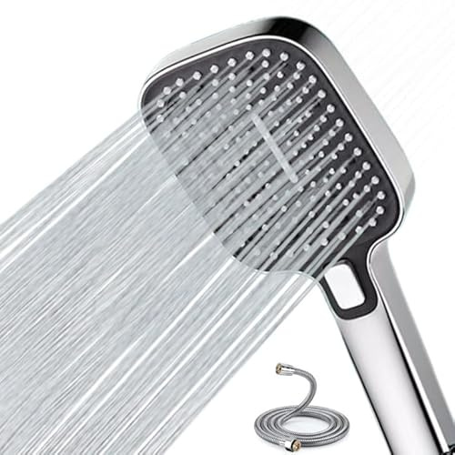 Shower Head and Hose Set, High Pressure Showerhead with 3 Spray Modes, Large Powerful Handheld Shower Heads for Low Water Pressure, 1.5m Hose