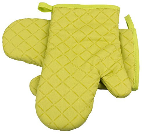ZeWoo 1 Paar Ofenhandschuhe Baumwolle Anti-Rutsch Küche Backofen Handschuhe Hitzebeständig Topfhandschuhe Topflappen Für Kochen Backen Barbecue, Grün