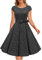 Dressystar Damen Vintage 50er Cap Sleeves Dot Einfarbig Rockabilly Swing Kleider Schwarz Weiß Dot A M