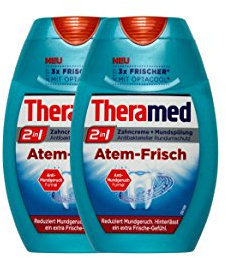 2x Theramed 2 in 1 Zahncreme + Mundspülung Atem-Frisch 75ml PZN: 12432348