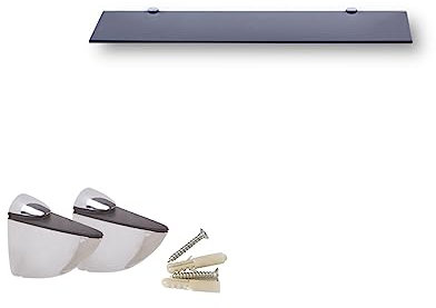 Euro Tische Mensola da Parete in Vetro 40cm, per Bagno e Doccia, con Vetro di Sicurezza Temperato 6mm, Varie Misure (Nero)