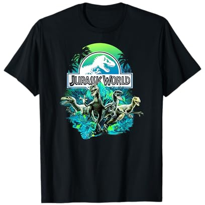 Jurassic World Blue Green Jungle Velociraptor Attack T-Shirt