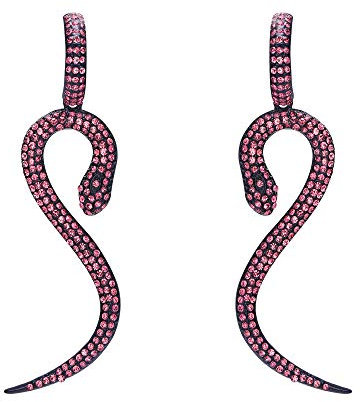 EVER FAITH Damen Ohrringe Kristall Party Charm Schlangen Snake Mode Tier Ohrhänger Rosa Schwarz-Ton