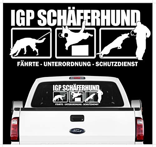siviwonder Auto Aufkleber IGP HS Deuscher Schäferhund Autoaufkleber K9 Hundeanhänger ehemals IPO Hundesport Hundemotiv weiß