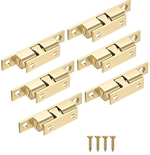 6 Stück Verstellbaren Doppelkugelschnäpper Schnapper Magnet Türschließer Massivem Messing Doppelkugelschnäpper mit Schrauben für Terrassentür Schrankmagnete Türverschluss(Golden)