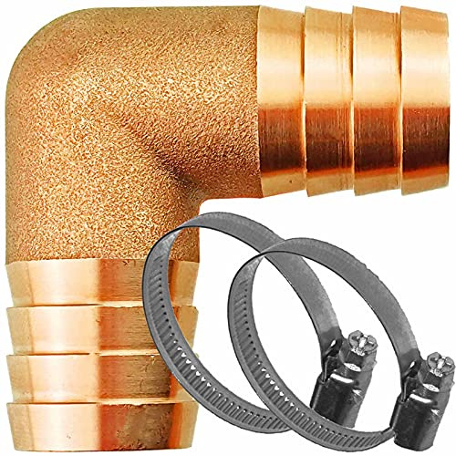 MegaHaustechnik Schlauchverbinder Winkel, Tülle außen 10mm, Messing | mit Edelstahl Schlauchklemmen, Trinkwasser geeignet, Tülle-Außendurchmesser 10mm, L-Form Bogen