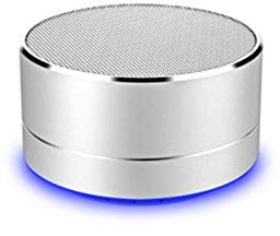 Enceinte Metal Bluetooth pour Samsung Galaxy A30 Smartphone Port USB Carte TF Auxiliaire Haut-Parleur Micro Mini (Argent)