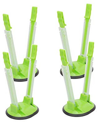MEETOZ 4 Pack Baggy Rack, Adjustable Hands-Free Sandwich Bag Racks, Food Storage Bag Clamp, Ideal Kitchen Accessories for Fruits Vegetables, Spice (4xGreen)