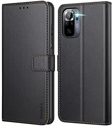 Ganbary Funda Compatible con Xiaomi Redmi Note 10s/ Poco M5s/ Note 10 4G, Funda Movil PU Cuero con Ranura Tarjeta Cierre Magnético Función de Soporte para Redmi Note 10s/ Poco M5s/ Note 10 4G, Negro