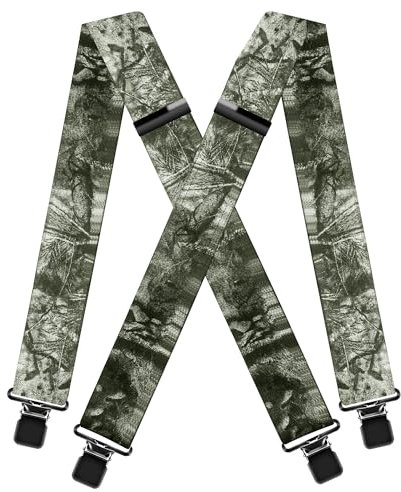 MENDENG Camouflage-Hosenträger für Herren, robuste Clips, Jagdarbeit, verstellbare Hosenträger, Armee-grau/schwarze Clips, Einheitsgröße