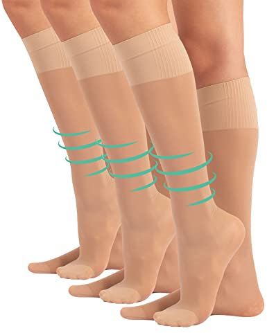 CALZITALY 3 Paar Fein Knie Stützstrümpfe, Mittlere Kompressionsstrümpfe 8 mm/Hg, Schwarz, Hautfarbe, 35-38, 39-42, 40 DEN, Made in Italy (35-38, 3 X Beige)