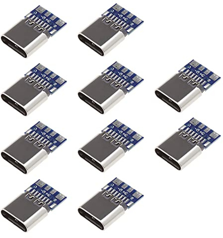 OTOTEC 10PCS 14pin USB 3.1 Type C Female Plug Socket Connector with PCB Board Receptacle Adapter to Solder Wire PCB Board Support Module
