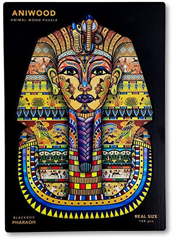 ANIWOOD Holzpuzzle Erwachsene Tieren. Gestanzter Deckel, Lebensgroße Puzzle-Box. 3 Schwierigkeitsmodi, dekoratives Element. Einzigartige Puzzleteile (Pharao, M)