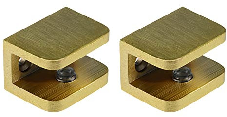 HEVSTIL Lot de 2 pinces à verre en laiton - Sans perçage - Pour salle de bain et douche - Doré