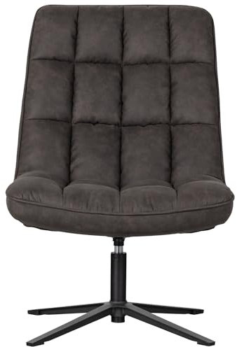 WOOOD Dirkje Drehsessel Schwarz - Loungesessel Leder Optik Drehbar Stoffsessel Relaxsessel Clubsessel 101x70x85 cm
