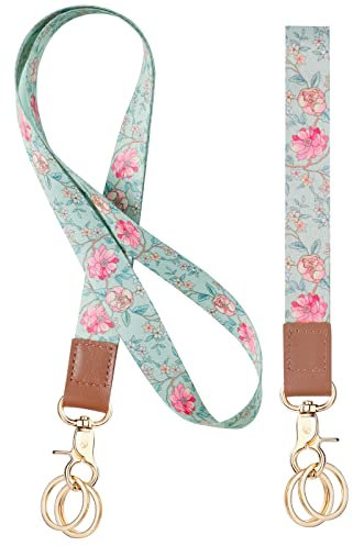 Vicloon Lanyard Umhängeband, Umhängeband Schlüssel und Wristlet Umhängeband, mit Metall Ring und Hohe Qualität Leder, für Schlüssel, Mobile Handys Telefon, Charms