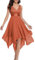 Ever-Pretty Robe de Cocktail Asymétrique au Genou Femme Double Col-V sans Manche en Dentelle Mousseline de Soie Orange Brûlée 54
