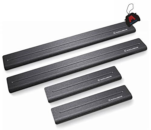 Satin noir Baguettes de seuil en acier inoxydable pour Peugeot 207 2006-2012 3 -porte. Confort de conduite accru grâce aux plaques de seuil résistantes aux acides - Protection contre les rayures