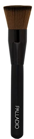 Palladio Flacher Kabuki-Pinsel, professioneller Make-up-Pinsel für Grundierung, Gesichtsrouge, Puder, Creme, Kontur und Highlight