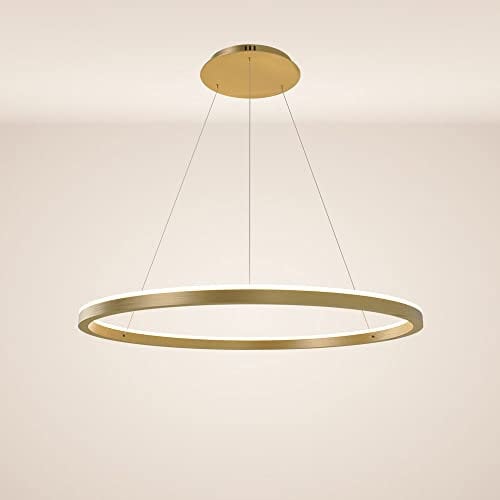 s.luce LED Ring Pendelleuchte rund Direkt oder Indirekt Hängelampe Wohnzimmerleuchte, Farbe:Gold, Größe:Ø 80cm