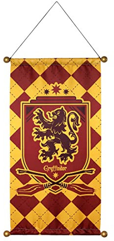 Rubies Harry Potter Hogwarts Stoffhausbanner mit Kunststoffdübel, offiziell lizenziert, Gryffindor, 83,8 x 40,6 cm, für Mottopartys und Halloween