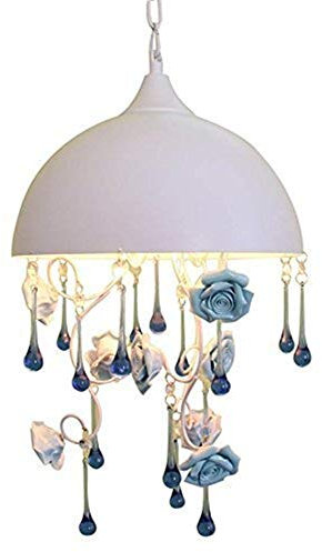 Lampes Suspendues, Lustre De Chambre Rétro Fleurs Roses, Lustre Bleu De Magasin De Vêtements De Boutique De Mariage Grenier, Réglable La Longueur De La Chaîne Personnalité Créative Lumière De Salon,30