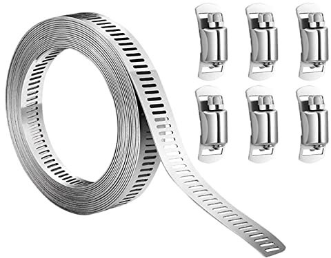 6 Piezas Abrazadera de Manguera, 300 CM Abrazaderas Metalicas con Sujetadores, para Tubería de gas Doméstica, Tubería de Agua, Tubería de Automóvil, Radiador