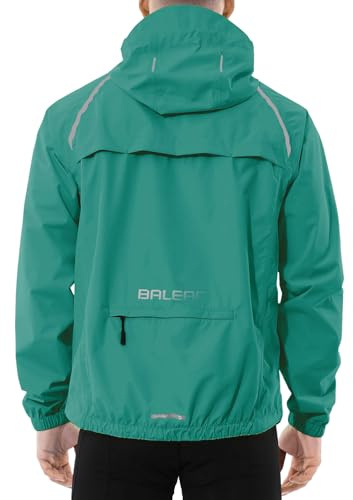 baleaf Waterproof Jacket Mens Cycling Jackets Reflective Running Outdoor Rain Coats Lightweight for Men Walking Hiking Packable Green XXL