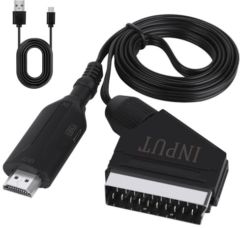 FENGQ Convertisseur Péritel vers HDMI, Convertisseur Audio Vidéo avec câble HDMI, Adaptateur HDMI Peritel, Cable Peritel Hdmi résolution 720P/1080P Pour TV HDTV STB VHS Xbox PS3 Sky DVD Blu-Ray