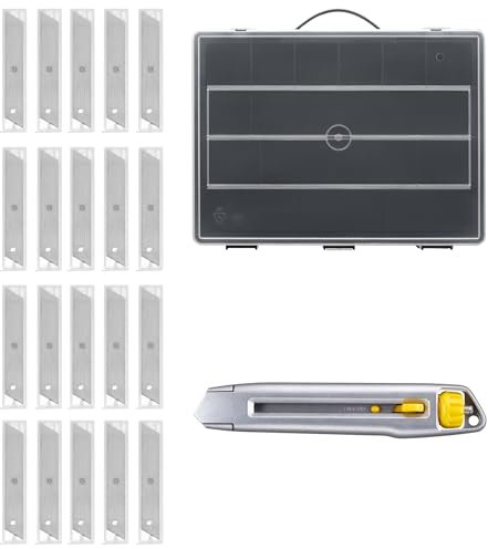 STANLEY Pack promotionnel de lames dans boîte d'assortiment, cutter interlock 18 mm avec 200 lames, couteau universel, couteau à moquette