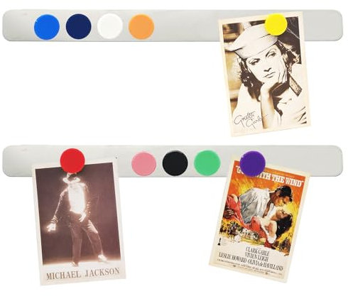 PYJLBX Magnettafel Memoboard Selbstklebend Magnetleiste, Pinnwand Magnetisch Magnetwand Magnettafel Küche, Kleine Edelstahl Metallband Magnettafeln mit 10 Starke Magnete für Fotos Dokumente, 2 Stück