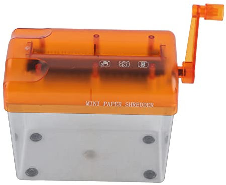 Dekaim Manueller Aktenvernichter, Tragbar, Manuell, Kompakte Struktur, Einfache Bedienung, Handkurbel-Aktenvernichter Für Büro, Desktop, Zuhause(Orange)