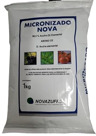 Micronizado nova 1kg - Azufre en polvo para huerta y jardin. 98,5% azufre. Listo para usar.