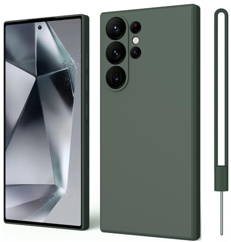 ORDA für Samsung Galaxy S24 Ultra Hülle Silikon Case, Handyhülle für Samsung S24 Ultra 5G Dünn Straight Edge, Kratzfeste Hülle Kompatibel mit Galaxy S24 Ultra Cover Dunkel Grün