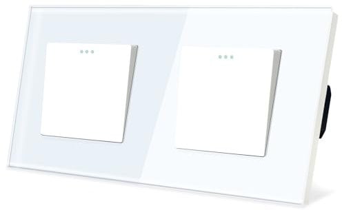 TAWOIA Lichtschalter 1 Fach 1 Weg mit 1 Fach 1 Weg Doppel-Schalter 86 * 157mm Unterputz Taste Schalter Weiß Lichtschalter Doppelt