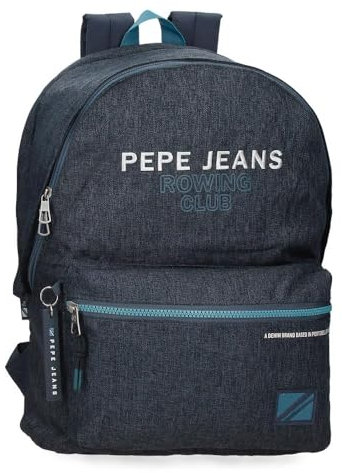 Pepe Jeans Edmon, lässiger Rucksack, Wanderrucksack, aus Polyester, breite Träger, ergonomisch und gepolstert, Verschiedene Taschen und Fächer, Rosa von Joumma Bags., blau, PC-Rucksack